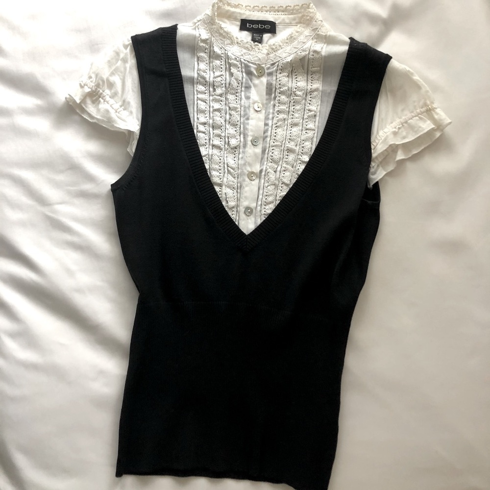 Layered look blouse & vest by bebe